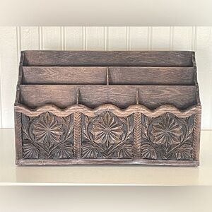 Vtg. Faux Wood Mail/Letter Desktop Organizer